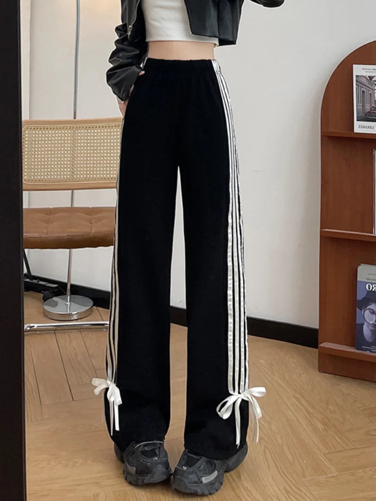 Y2k Striped Sweatpants 2024 High Waist Harajuku Trousers Streetwear