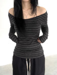 Japanese Slim Long Sleeve Tee O Neck Street Style Spring Autumn Y2K