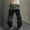 Y2K Camo Patchwork Jeans Unisex Baggy Hip Hop Vintage Denim