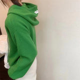 Hooded Cashmere Hoodie Knitted Women Pullover Loose Pure Wool Casual