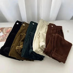 Retro High Waist Corduroy Pants Trousers Korean Fashion