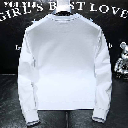 Round Collar Men Pullover Hoodies Personalized Hat Hot Diamond Print Fashionable - xinnzy