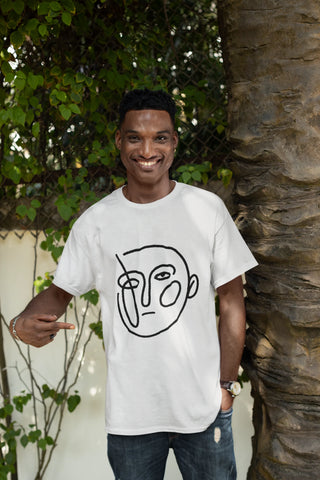 Minimalistisches abstraktes Gesicht T-Shirt für Männer