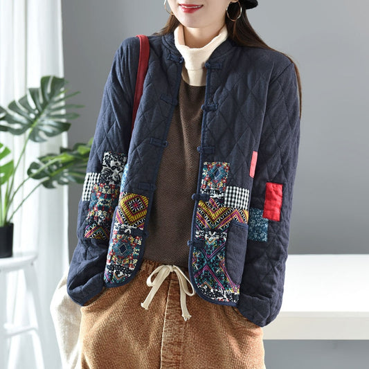 Jackets Women Long Sleeve Vintage Short Coat Cotton Linen