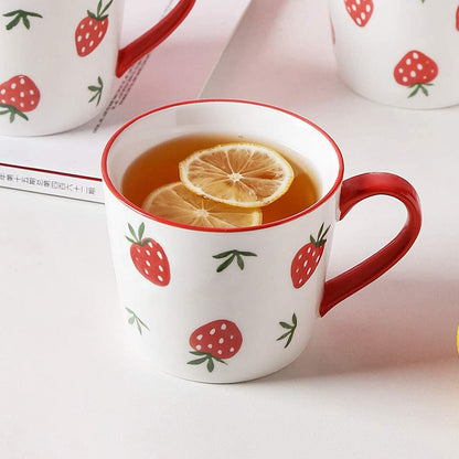 Cute Strawberry Mug Ceramic Coffee Mugs Tea Cup
