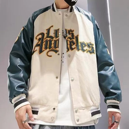 New Hip Hop Trend Letter Stitching Baseball Jacket Men Street Fashion