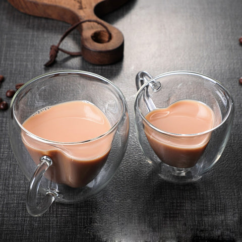 Glasbecher Kreative Kaffeetasse Glas Doppelte hitzebeständige Milchsaftisolierung