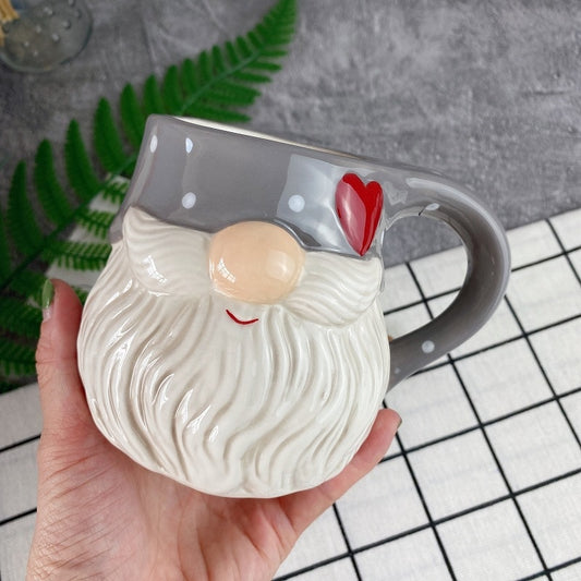 Ceramic Christmas Mugs Embossed Santa Claus Coffee Cup