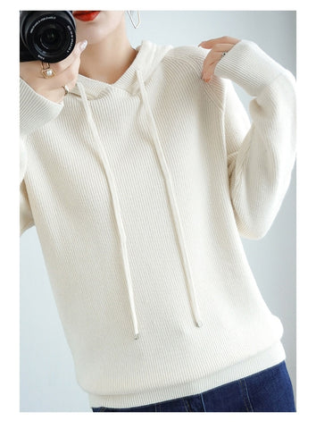 Thick Sweatshirts Hoodies Women Solid Knitted Pullovers