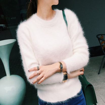 Women Sweaters and pullovers Pure Mink Cashmere Knitted Pullover ladies sweater - xinnzy