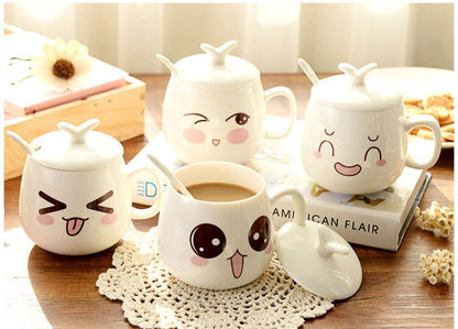 Mugs Cute Cartoon Face Expression Water Container Coffee Mugs cute cup