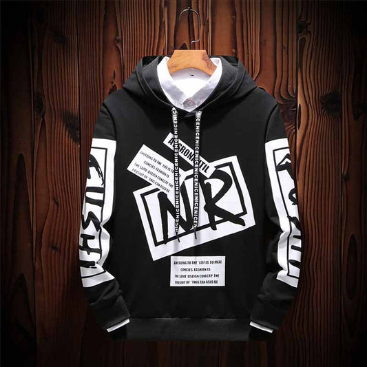 Men Hoodies Hip Hop Letter Print Skateboard Pullover