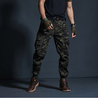 Cargo Pants Men Military Tactical Multi-Pocket Fashions Black Army