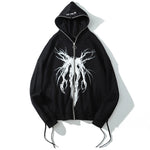 Punk Graphic Print Hooded Hoodie Embrace the Coolness of Casual Black, Oversize and Streetwear Fashion