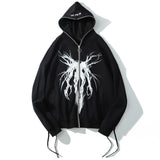 Punk Graphic Print Hooded Hoodie Embrace the Coolness of Casual Black, Oversize and Streetwear Fashion