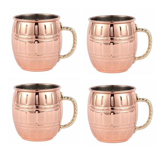 Copper Plated Barrel Hammered Moscow Mule Mug Coffee Cup