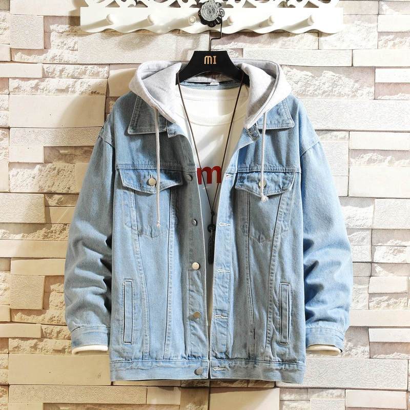 Soft Hooded Denim Jacket Men Casual Jean Jackets