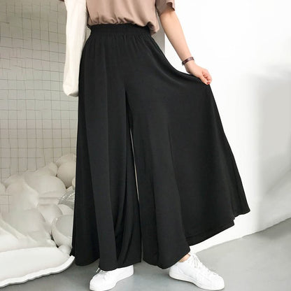 Women Pants Leg Wide Women Solid Color Wide Full Length Casual Pants - xinnzy