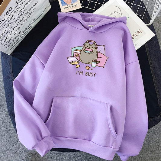 Hoodie Women Cartoon Funny The Cat Harajuku streatwear