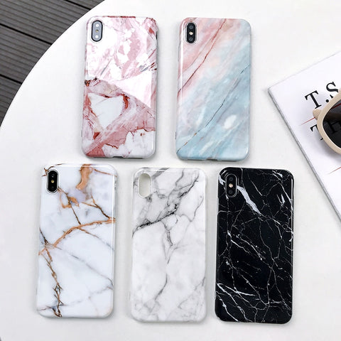 Marble case on For Coque iPhone Max Silicone Soft