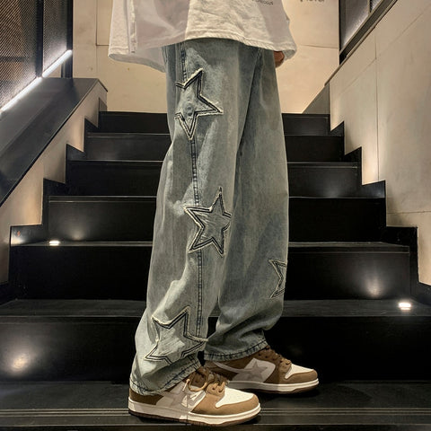 Men Jeans Gothic  Wide Leg Loose Hip-hop Fashion Youth