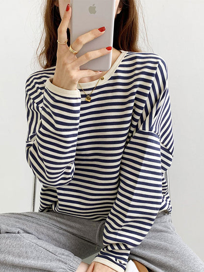 Women Sweatshirts Oversized Striped Pullover