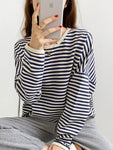 Women Sweatshirts Oversized Striped Pullover