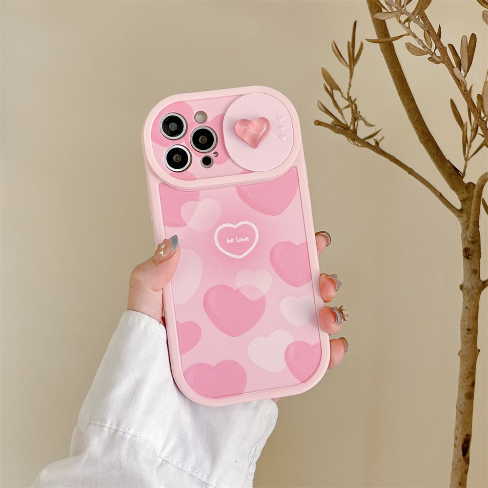 Pink Love Heart Phone Case For iPhone Bumper Silicone Cover