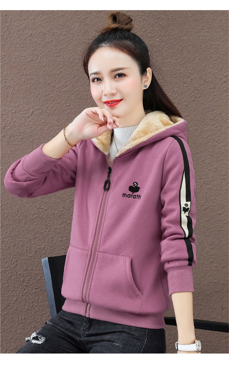 Women Hoodies Casual Loose Zip Up Long Sleeve