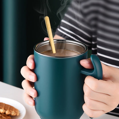 Doppelschichtige Thermotasse mit Henkel, moderne, einfache Tee- und Kaffeetasse