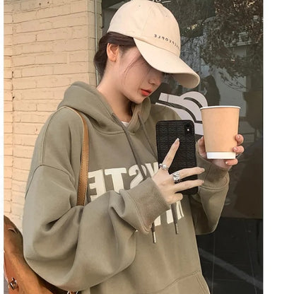 Hoodie Women Vintage Printing Long Sleeves Casual