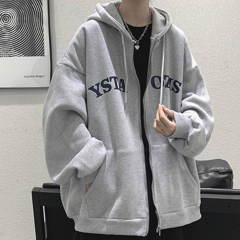 Hooded Oversized Sweatshirt for Men Korean Coat Long Sleeve