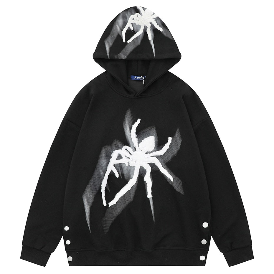 Y2k Men's Oversized Hoodie Hip Hop Style Spider Design