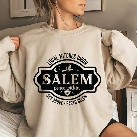 Lokales Sweatshirt der Salem Witches Union im Halloween-Crewneck-Stil