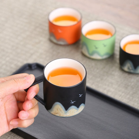 Mountain Ceramic Kung Fu Tea Cup Creative Pottery Espresso Cups