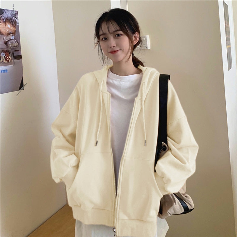 Cardigan y2k Streetwear Hoodie for Women Long Sleeve