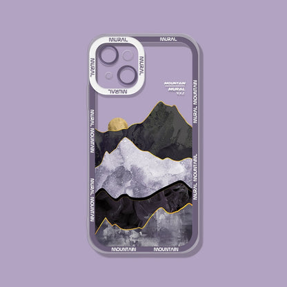 Mountain Mural Scenery Soft Silicone Case for iPhone