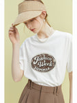 T-Shirts Letter Print Casual Round Neck