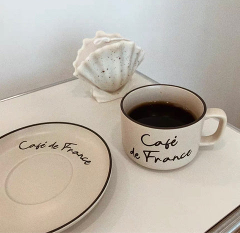 Französische Retro-Kaffeetasse im koreanischen Stil mit einfachem Buchstaben-Keramikbecher