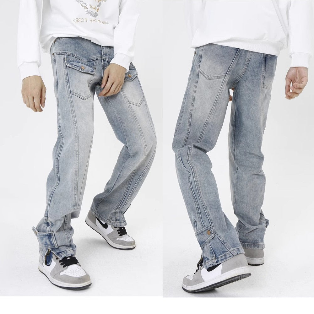 Jeans Straight Denim Gothic Retro Style Herren Street Wear Skateboard