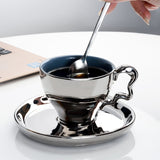 Mug with Saucers Set Dish Taza Electroplated Coffeeware Drinkware