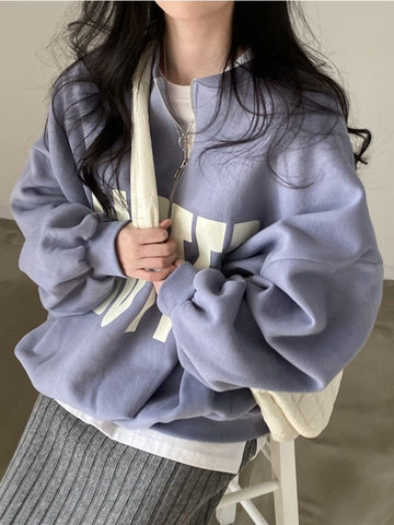 Hoodies Frauen Koreanische Übergroßen Sweatshirts Lose Beiläufige O-ansatz