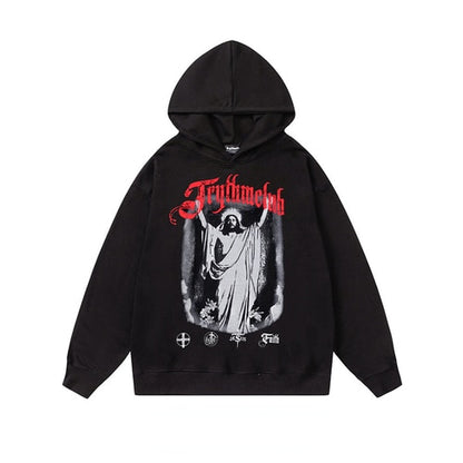 Herren-Hoodie mit Hip-Hop-Jesus-Print