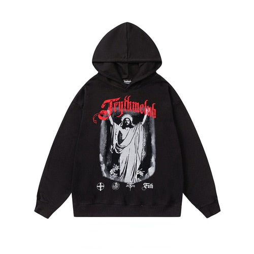 Men Hip Hop Jesus Print Hoodie