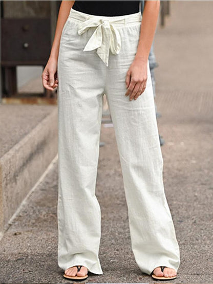 Wide-Leg Pants Elastic Waist Minimalist Style