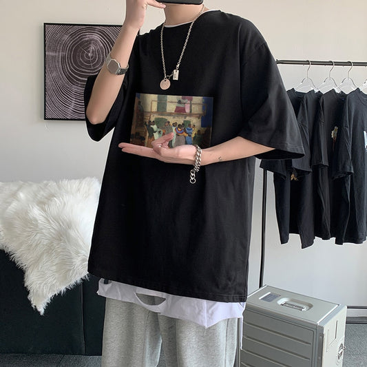 T Shirts Cotton Summer Oversized Vintage Korean Fashion Long Sleeve - xinnzy