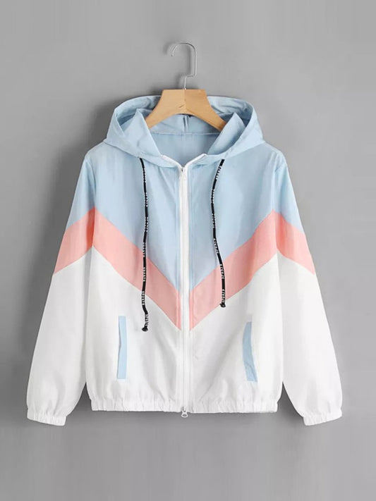 Women Jacket Multicolor Patchwork Streatwear