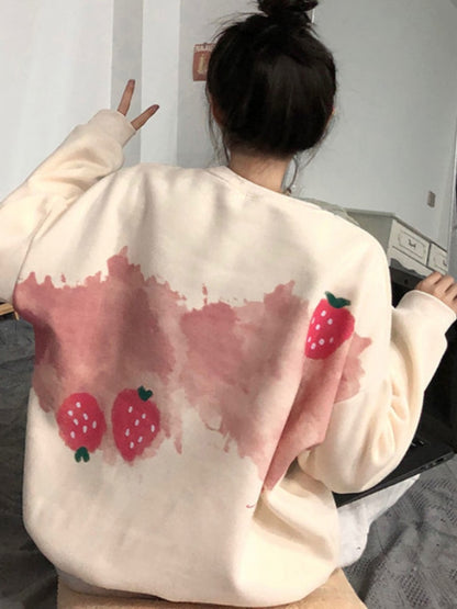 Deeptown Korean Style Graphic Print Sweatshirts Women Harajuku Oversized Pullover