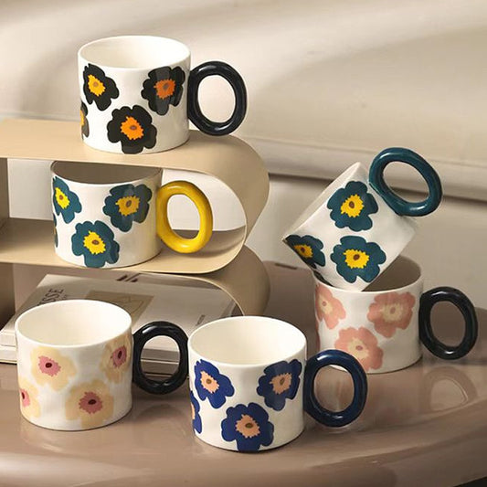 Ceramic single cup with handle  modern simple