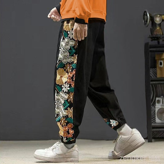 Spring Floral Loose Trousers for Men Casual Fashion